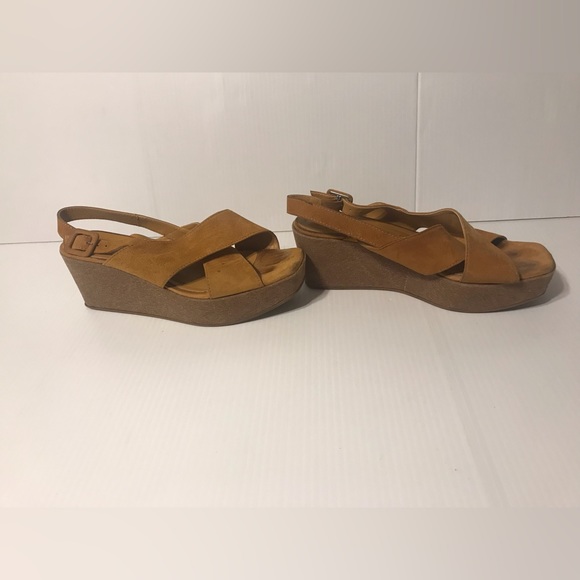 Fabio Rusconi cork platform high heel wedge suede sandal women size 7.5 (38) - Picture 2 of 12